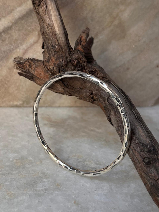Hammered Thick Molten Chunky Kada 925 Sterling Silver Bangle