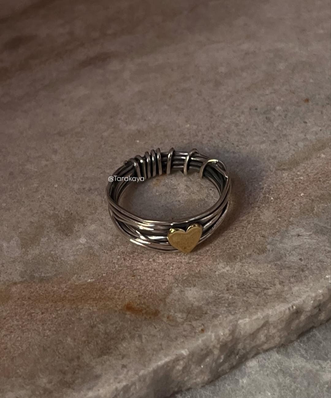 Wire Wrap Heart Handcrafted Band 925 Sterling Silver Ring
