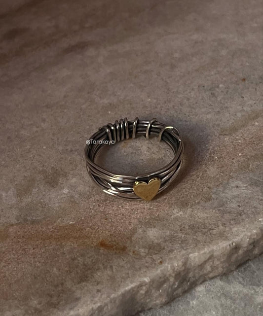 Elegant 925 sterling silver wire wrap heart ring for women  