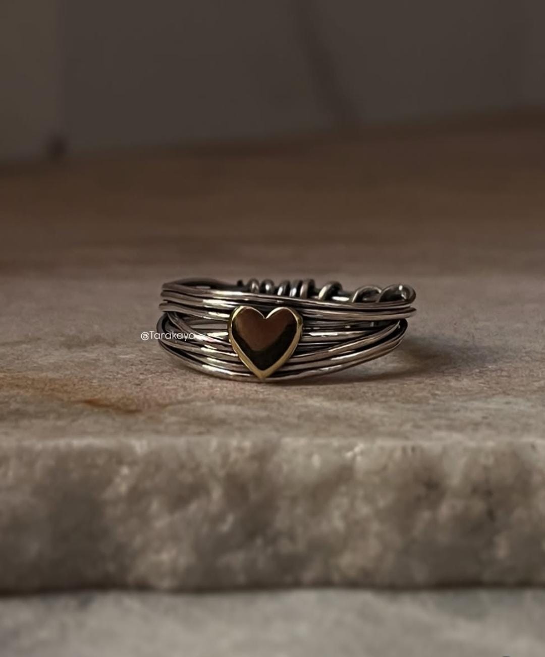 Wire Wrap Heart Handcrafted Band 925 Sterling Silver Ring