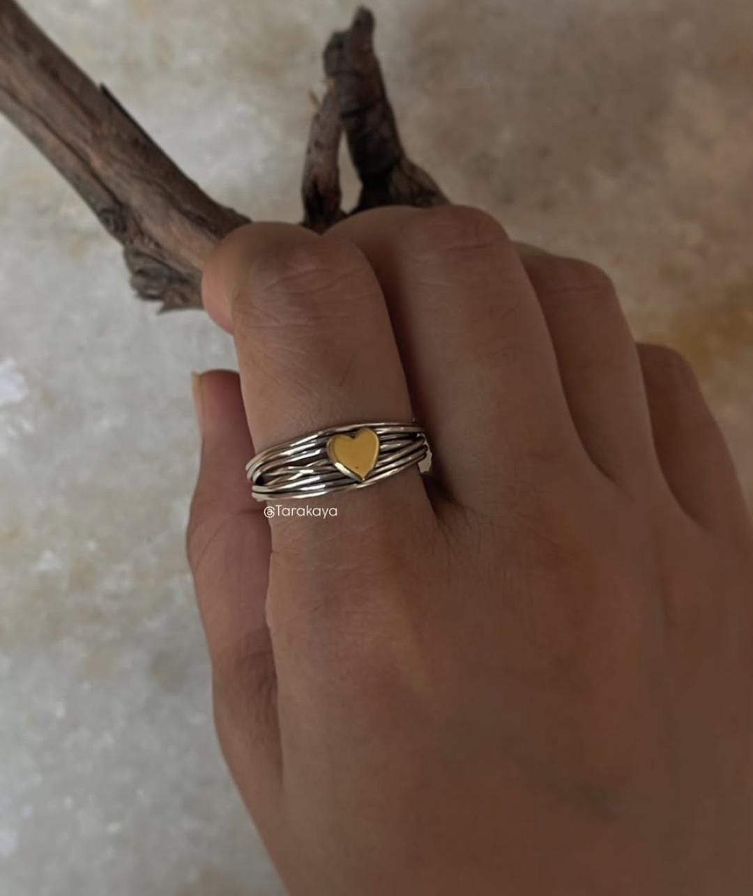 Wire Wrap Heart Handcrafted Band 925 Sterling Silver Ring