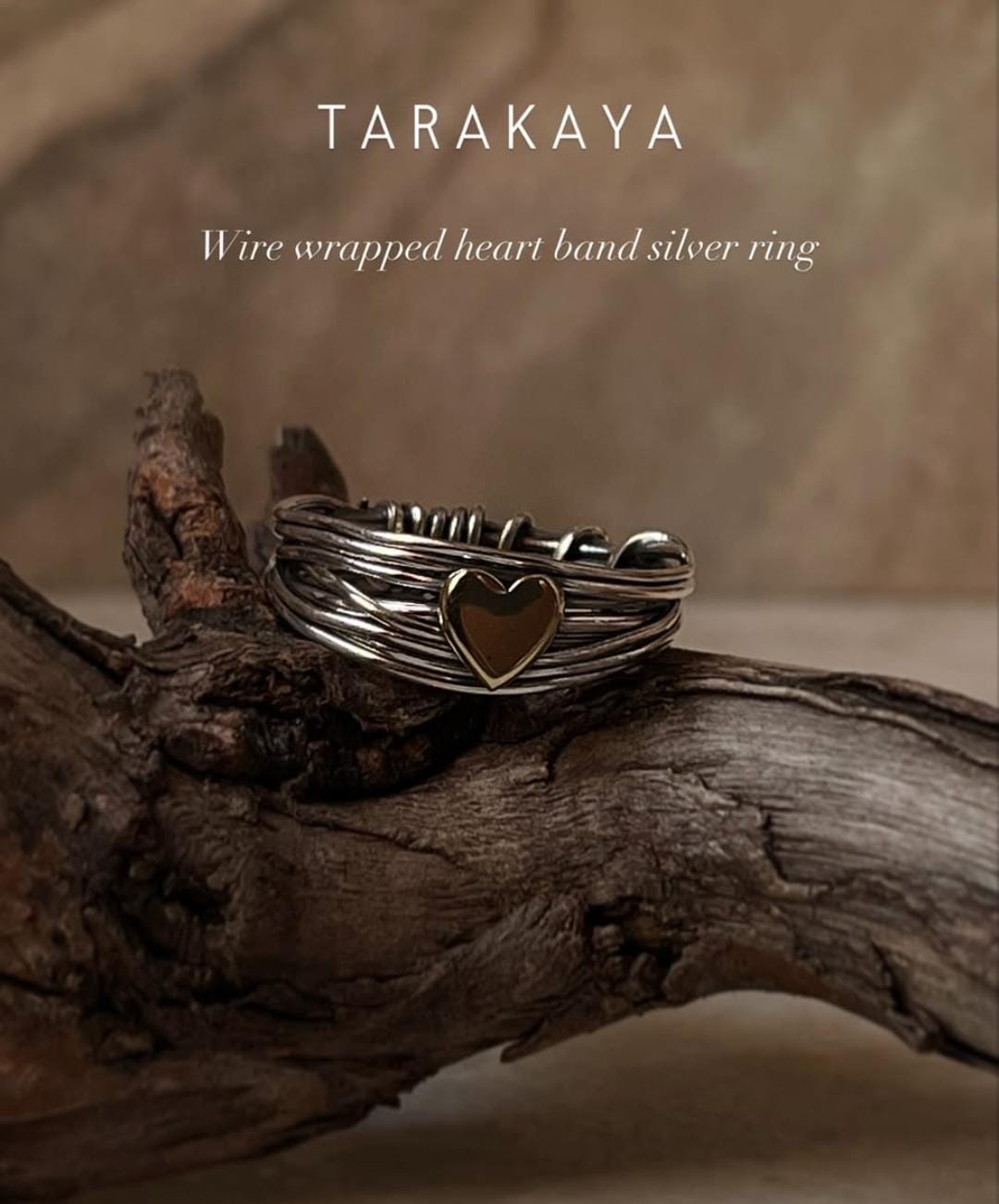 Wire Wrap Heart Handcrafted Band 925 Sterling Silver Ring