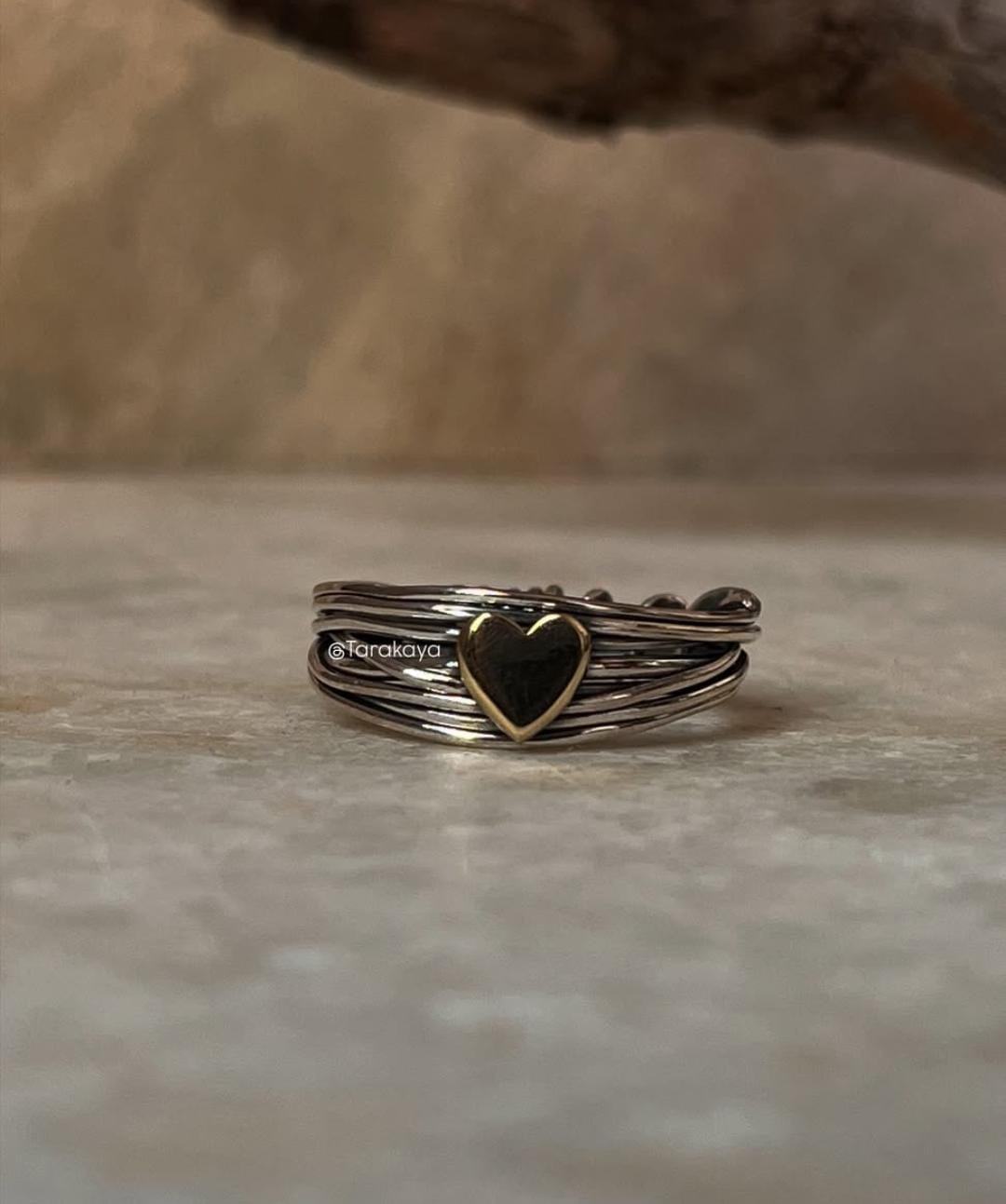 Wire Wrap Heart Handcrafted Band 925 Sterling Silver Ring