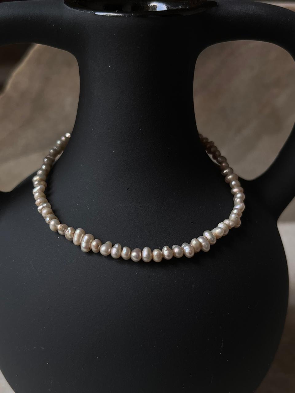 Simple and pure pearl anklet in sterling silver
