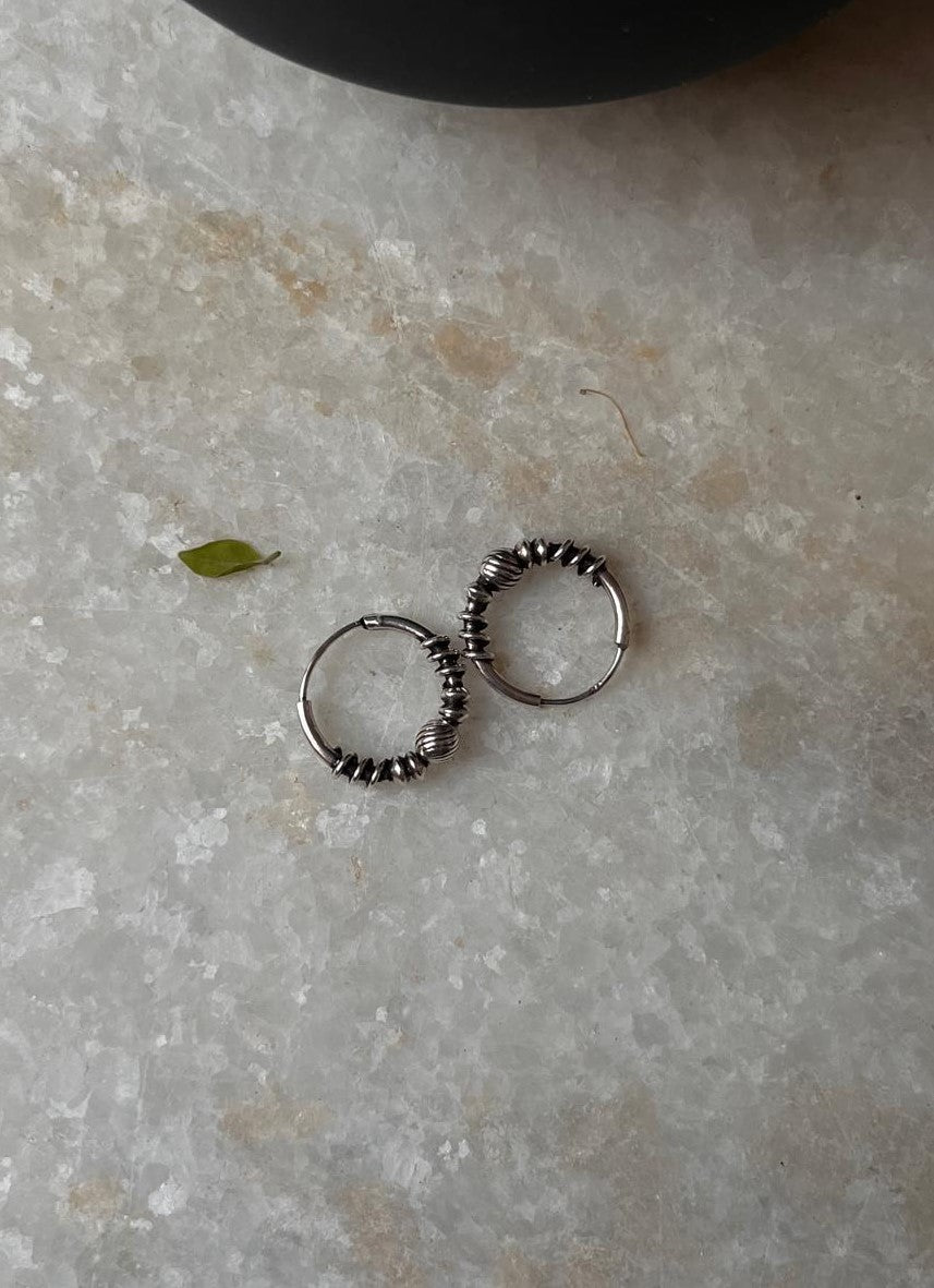 Antique 925 Sterling Silver Hoops - design 5