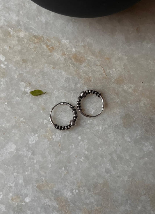 Antique 925 Sterling Silver Hoops - design 5