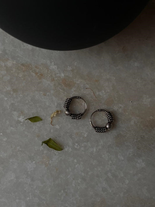 Antique 925 Sterling Silver Hoops - design 1