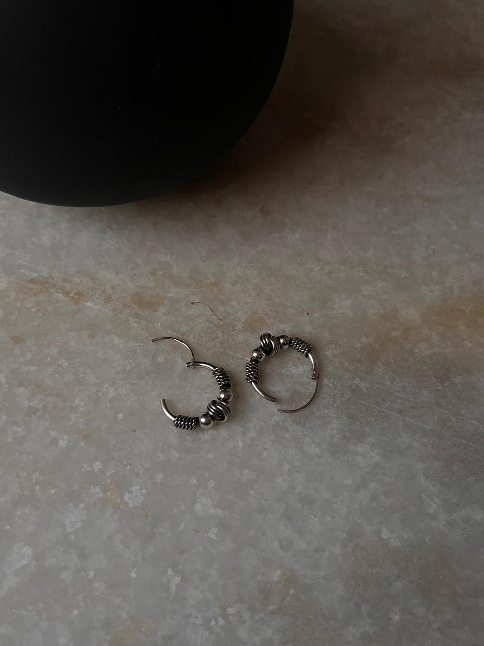 Antique 925 Sterling Silver Hoops - design 8