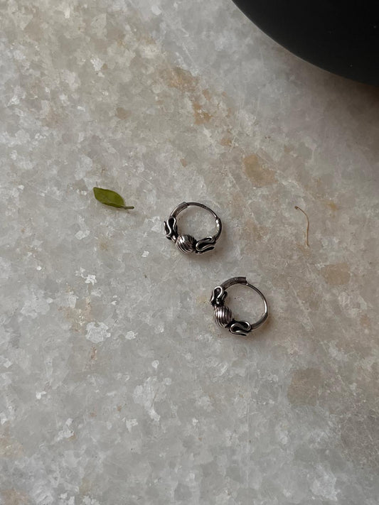 Antique 925 Sterling Silver Hoops - design 6