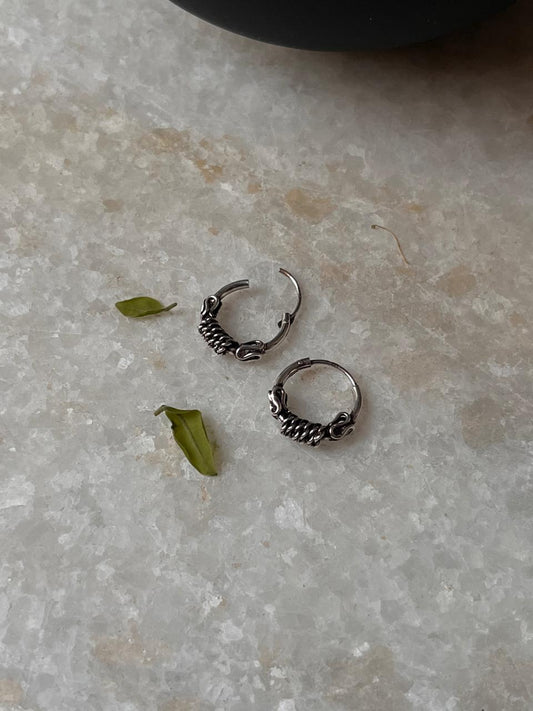 Antique 925 Sterling Silver Hoops - design 4