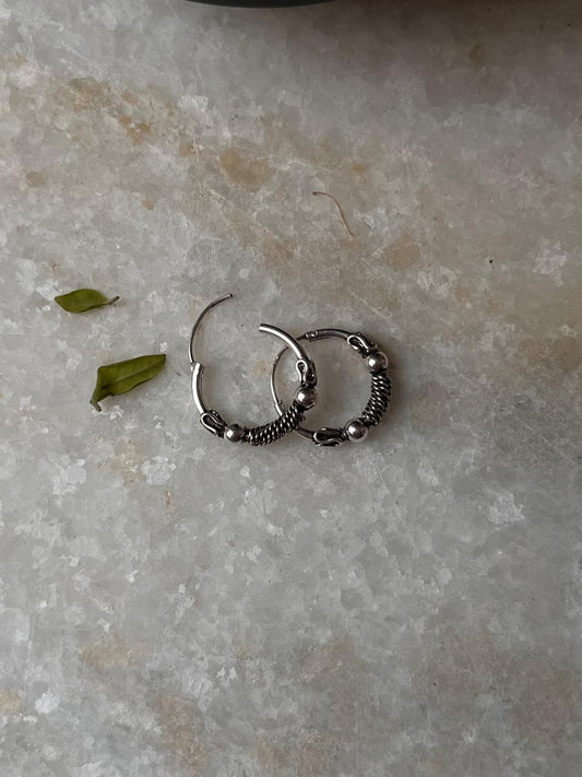 Antique 925 Sterling Silver Hoops - design 2