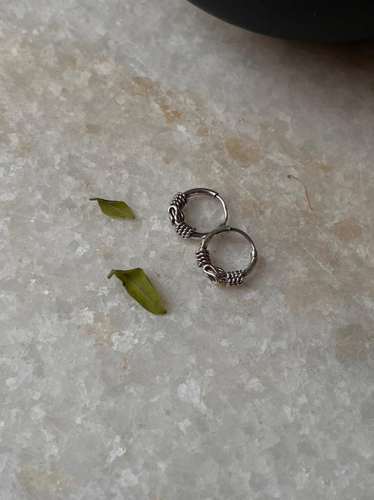 Antique 925 Sterling Silver Hoops - design 3