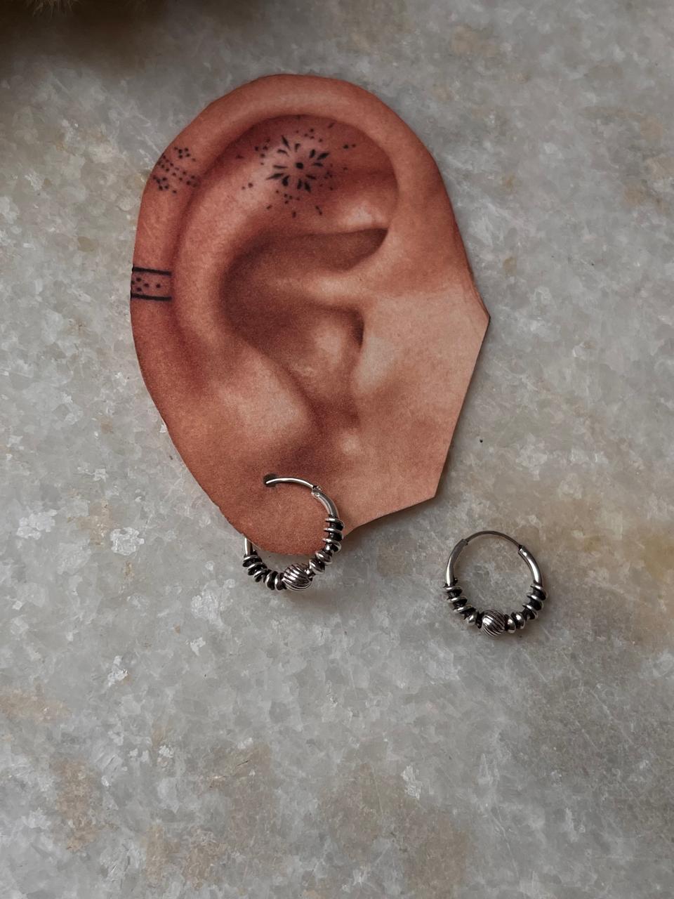 Antique 925 Sterling Silver Hoops - design 5