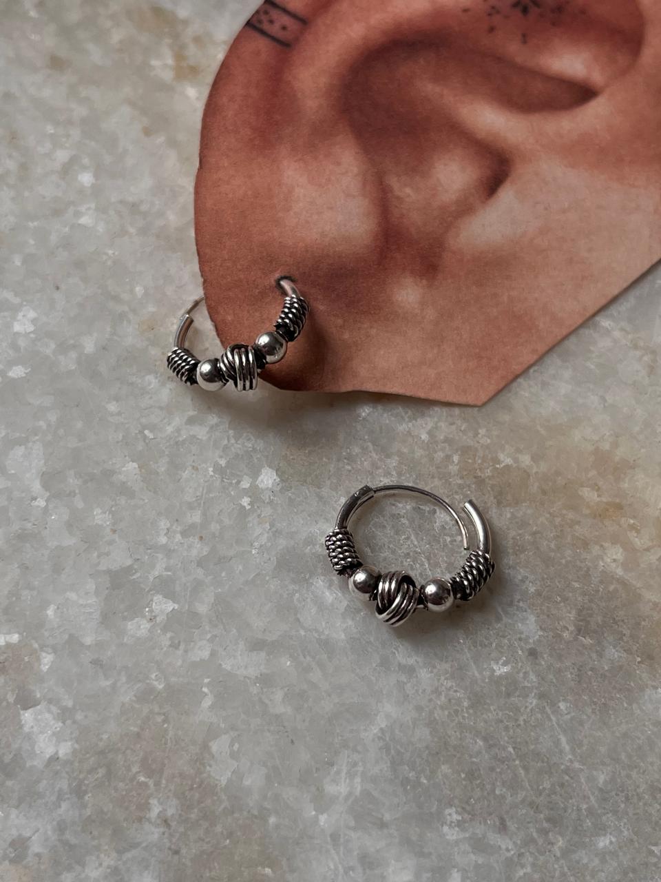 Antique 925 Sterling Silver Hoops - design 8