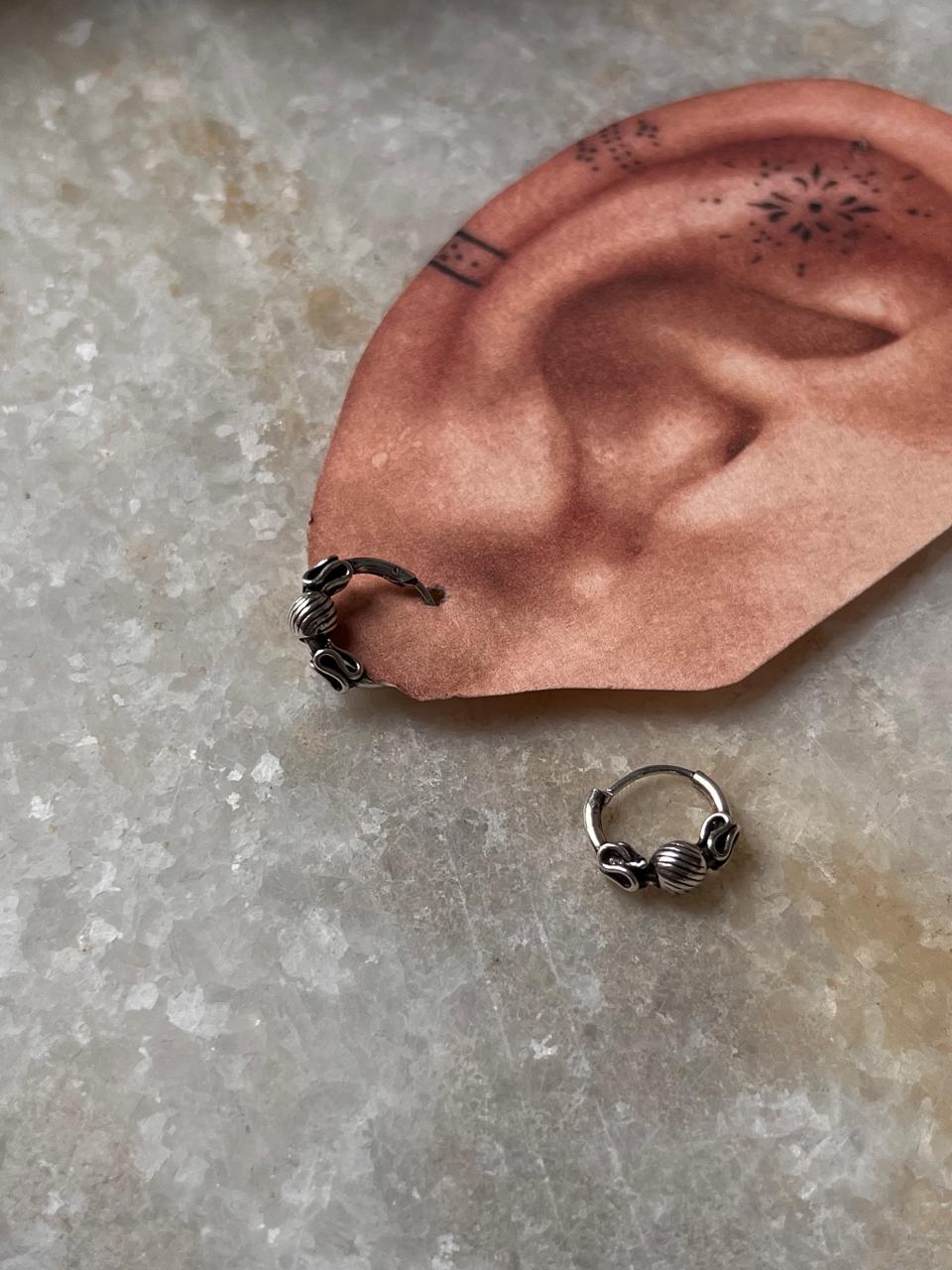 Antique 925 Sterling Silver Hoops - design 6