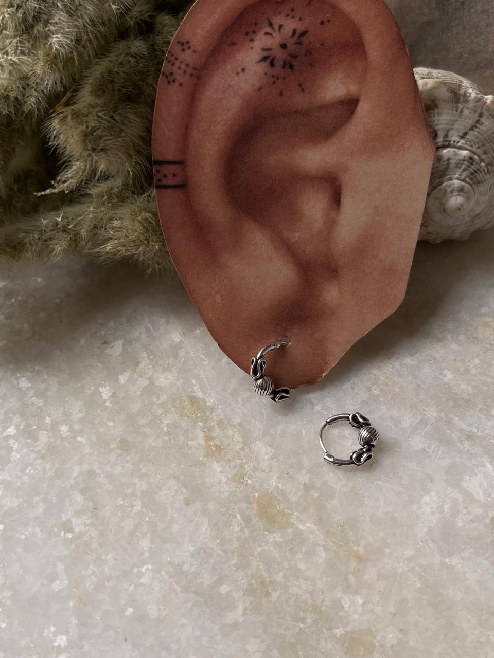 Antique 925 Sterling Silver Hoops - design 6
