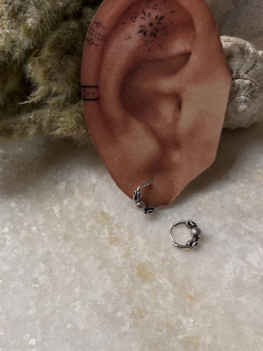 Antique 925 Sterling Silver Hoops - design 6