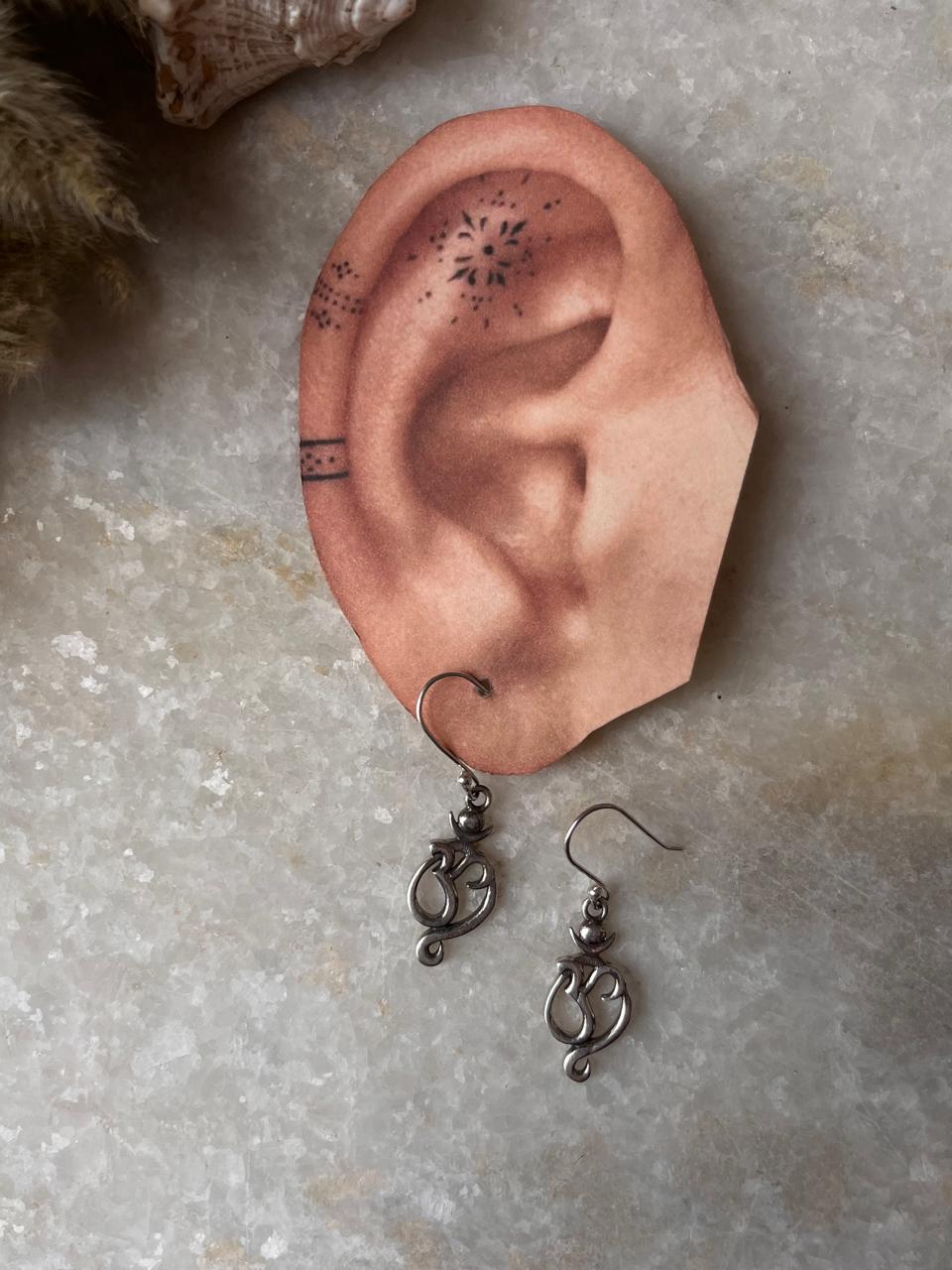 Sacred Aum earrings sterling silver meditation jewelry  