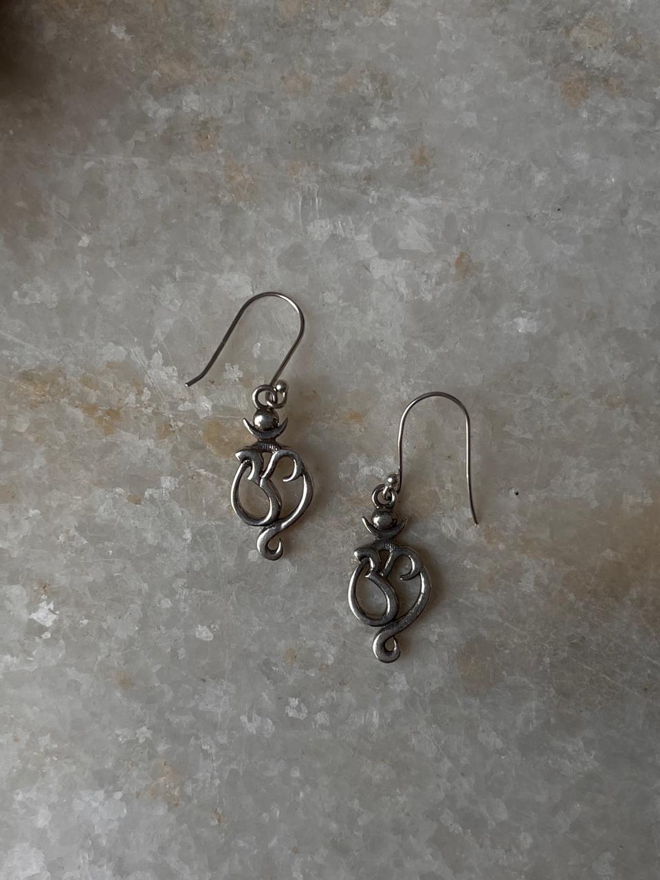 Sacred Om Aum symbol earrings handmade in silver