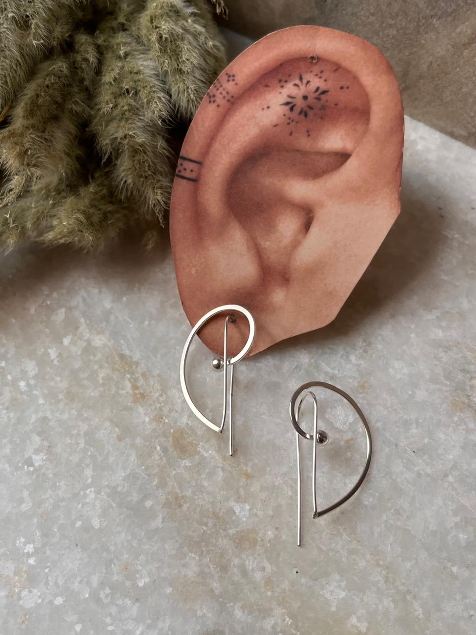 Contemporary Plain 925 Sterling Silver Earring