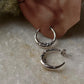 Celestial Charm -Crescent Moon Face Cz studded 925 Sterling Silver Half Hoops