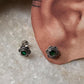 South screw green cz flower 925 Sterling silver studs