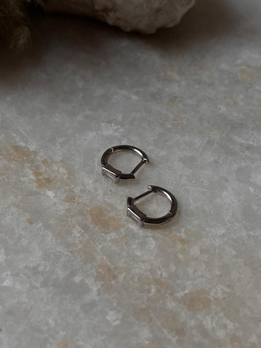 Cz Tiny Huggies 925 Sterling Silver Earrings