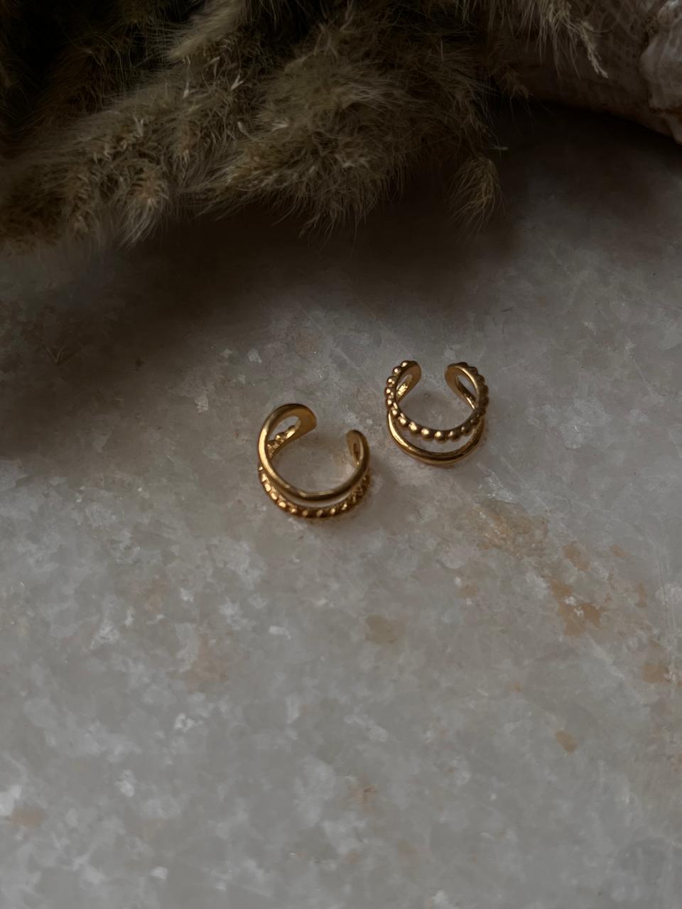 Gold Vermeil Clip On 925 Sterling Silver Ear Cuffs