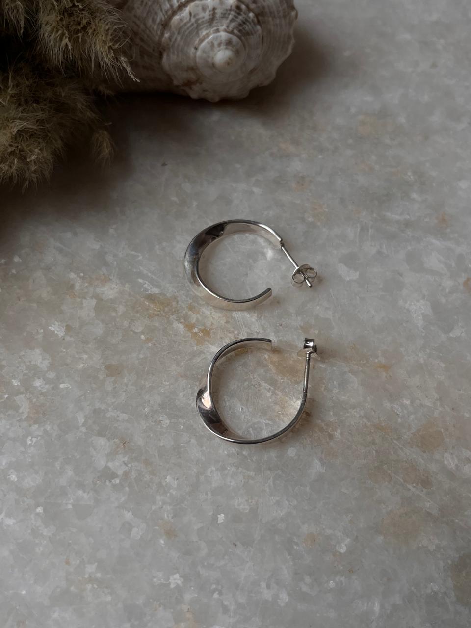 Italian Twist Half 925 Sterling Silver Hoops