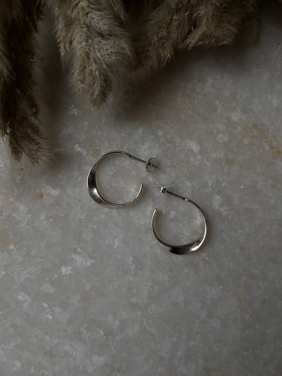 Italian Twist Half 925 Sterling Silver Hoops