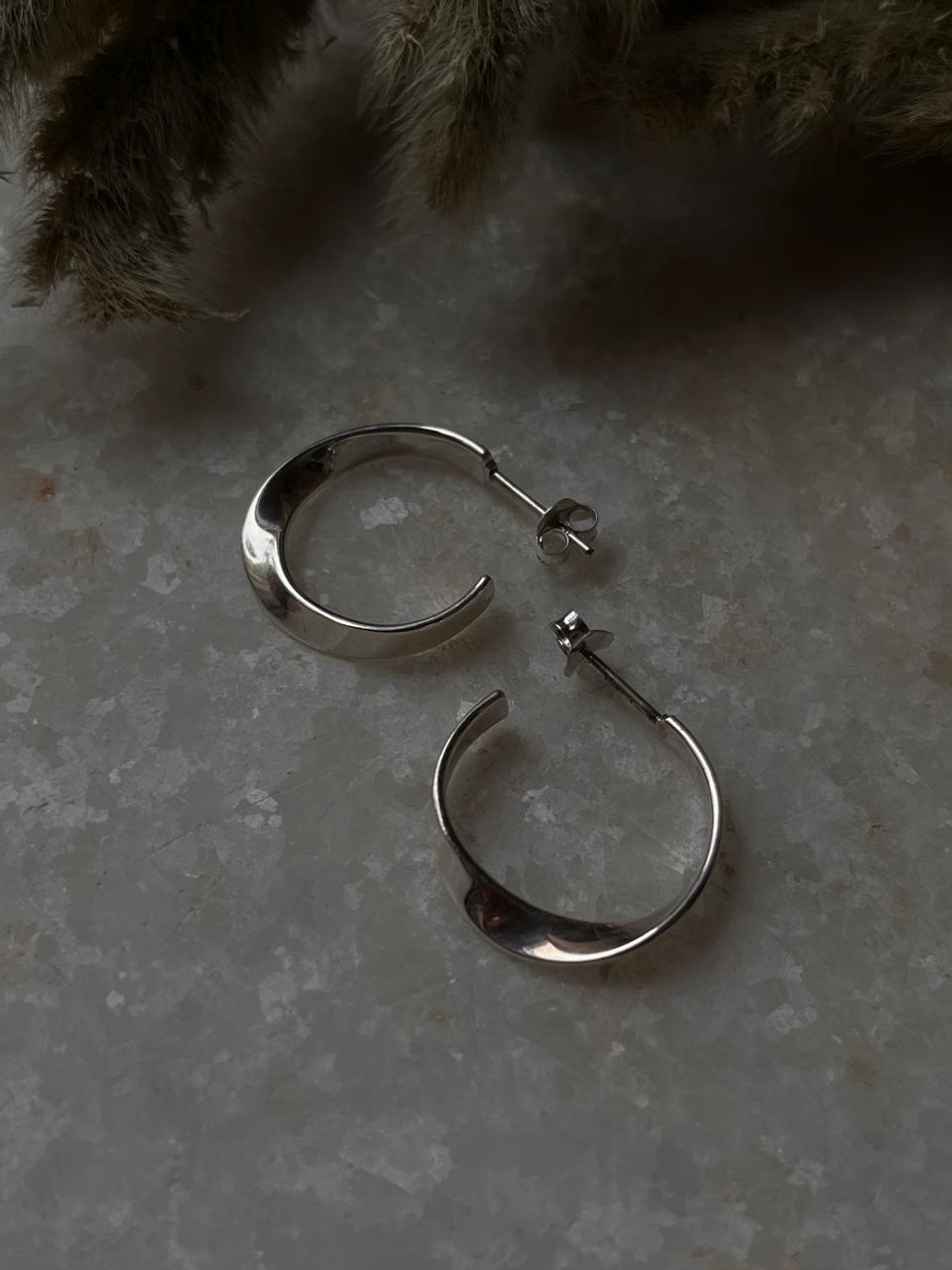 Italian Twist Half 925 Sterling Silver Hoops