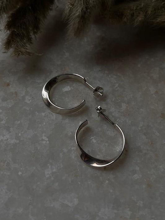 Italian Twist Half 925 Sterling Silver Hoops