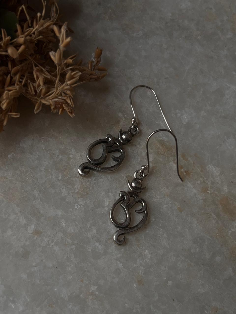 925 sterling silver Om earrings for yoga lovers