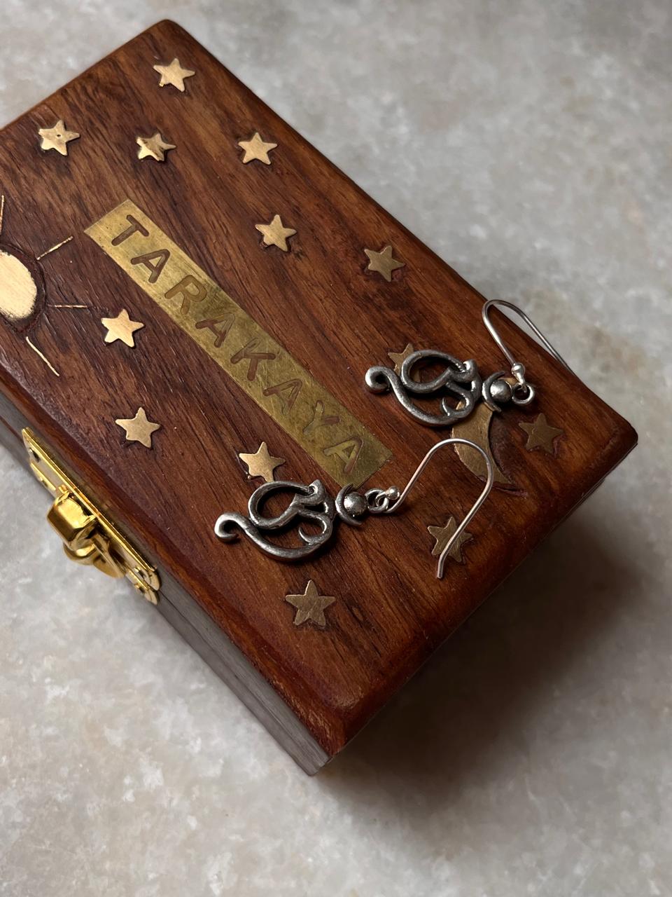 Handmade Om earrings spiritual silver jewelry