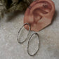 Chunky Italian Oval Hammered Statement 925 Sterling Silver Studs