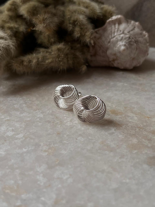 Chunky Italian Knot Statement 925 Sterling Silver Hoops