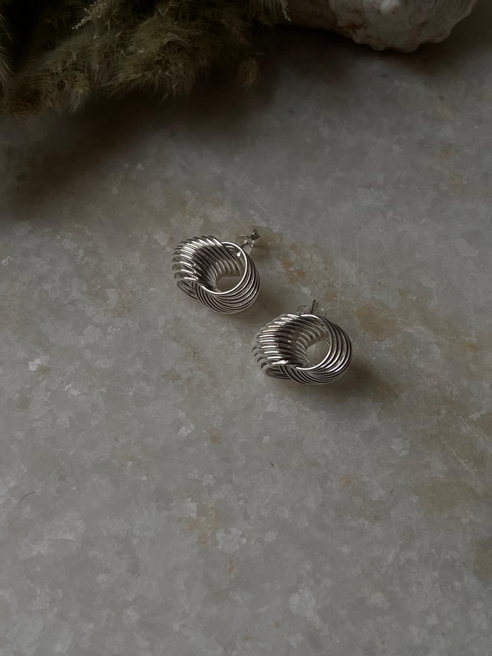 Chunky Italian Knot Statement 925 Sterling Silver Hoops