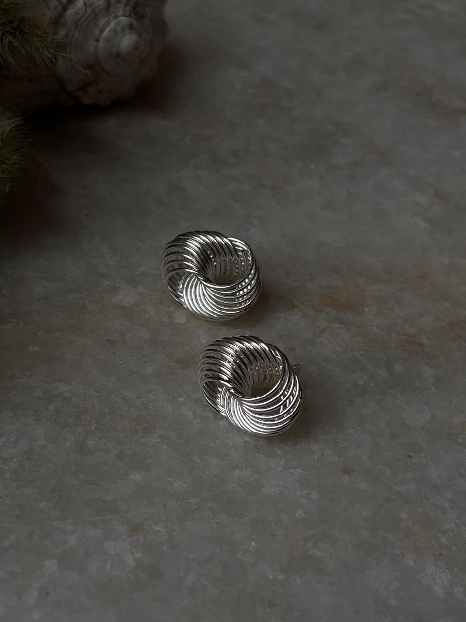 Chunky Italian Knot Statement 925 Sterling Silver Hoops
