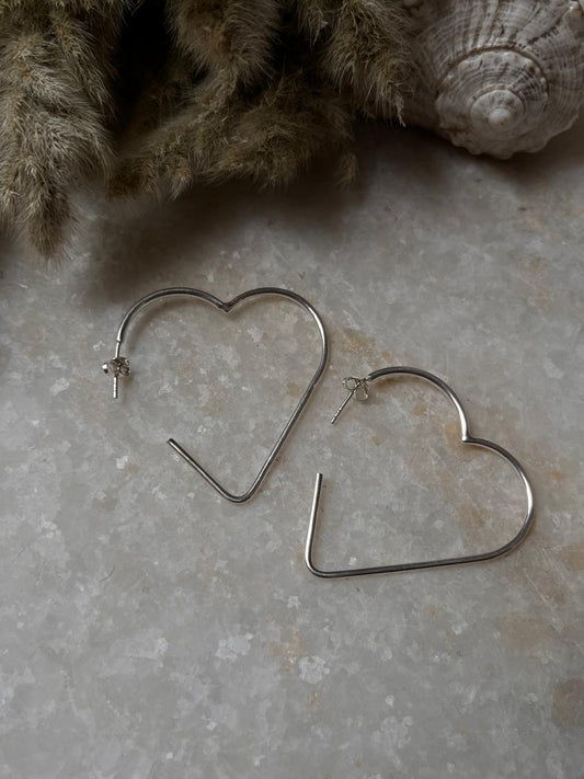 Love heart Hoops 925 Sterling Silver Earrings