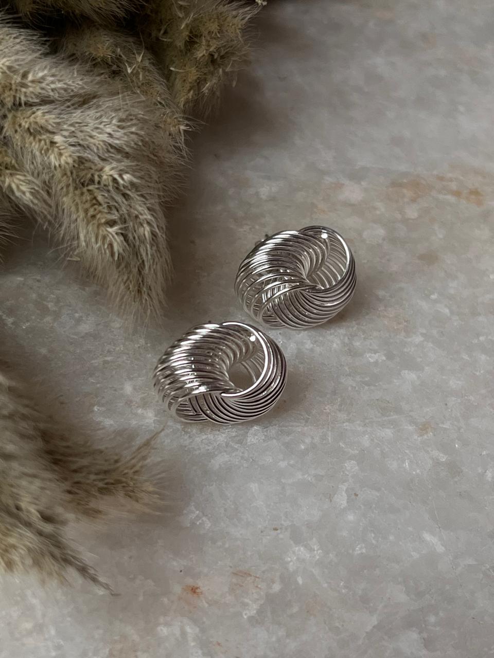 Chunky Italian Knot Statement 925 Sterling Silver Hoops