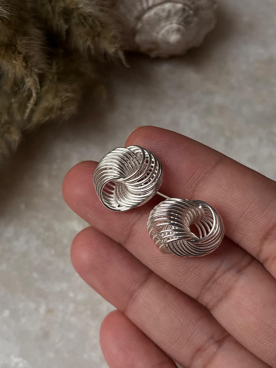 Chunky Italian Knot Statement 925 Sterling Silver Hoops
