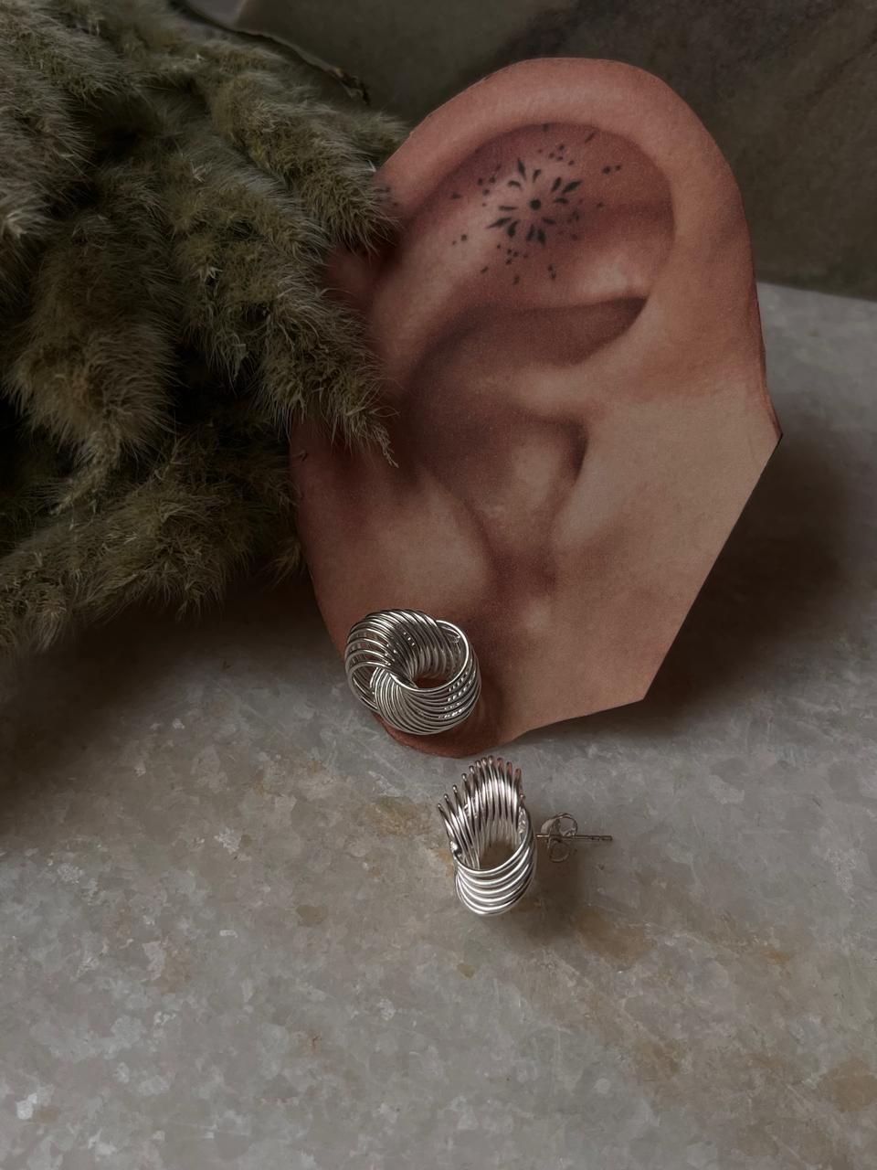 Chunky Italian Knot Statement 925 Sterling Silver Hoops