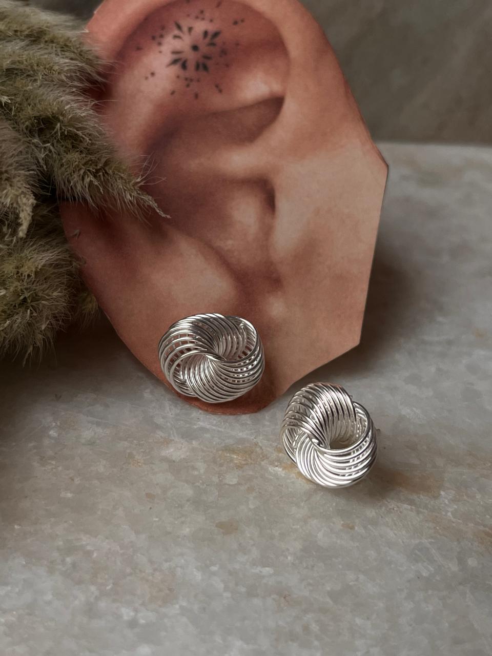 Chunky Italian Knot Statement 925 Sterling Silver Hoops