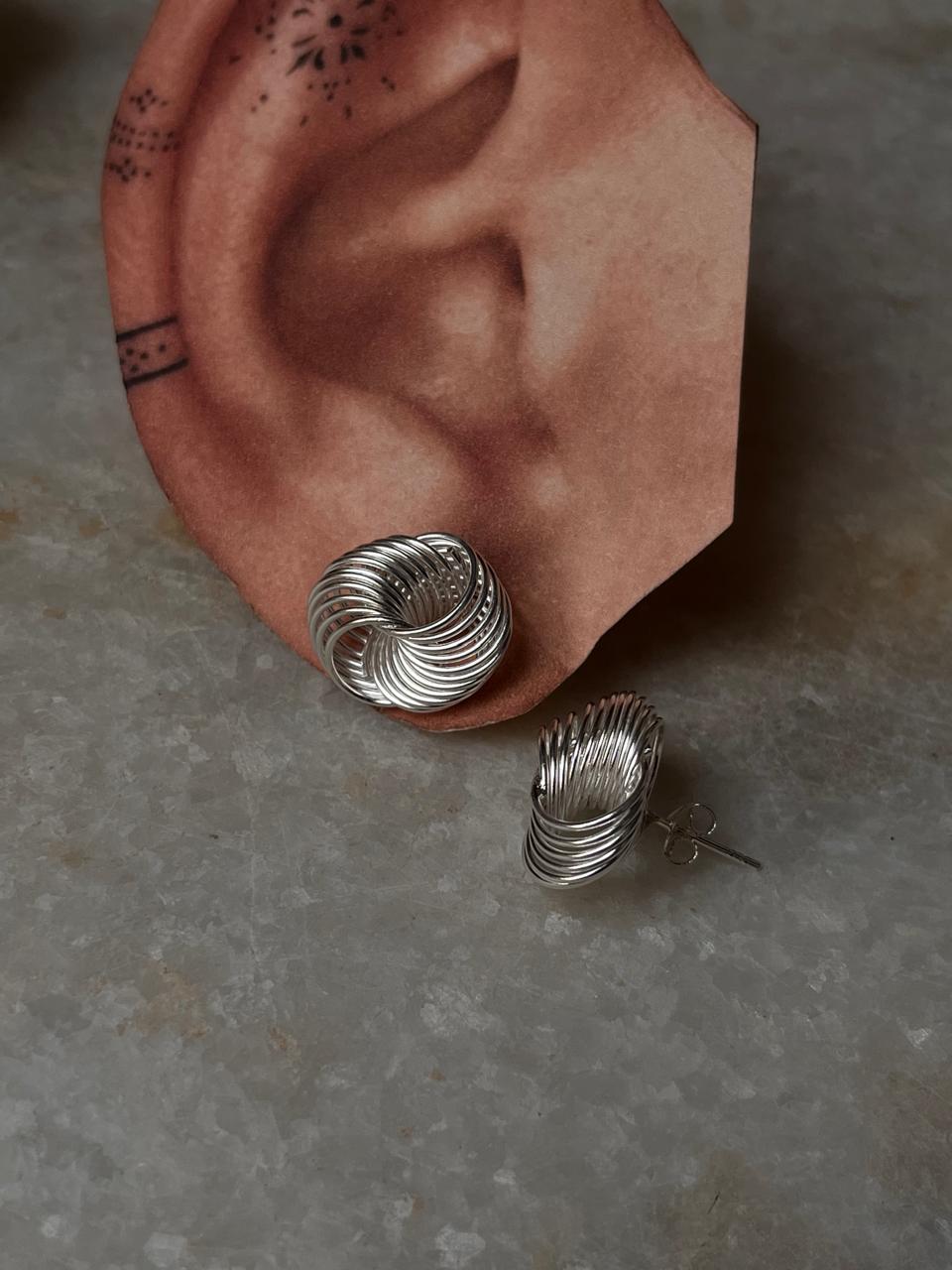 Chunky Italian Knot Statement 925 Sterling Silver Hoops