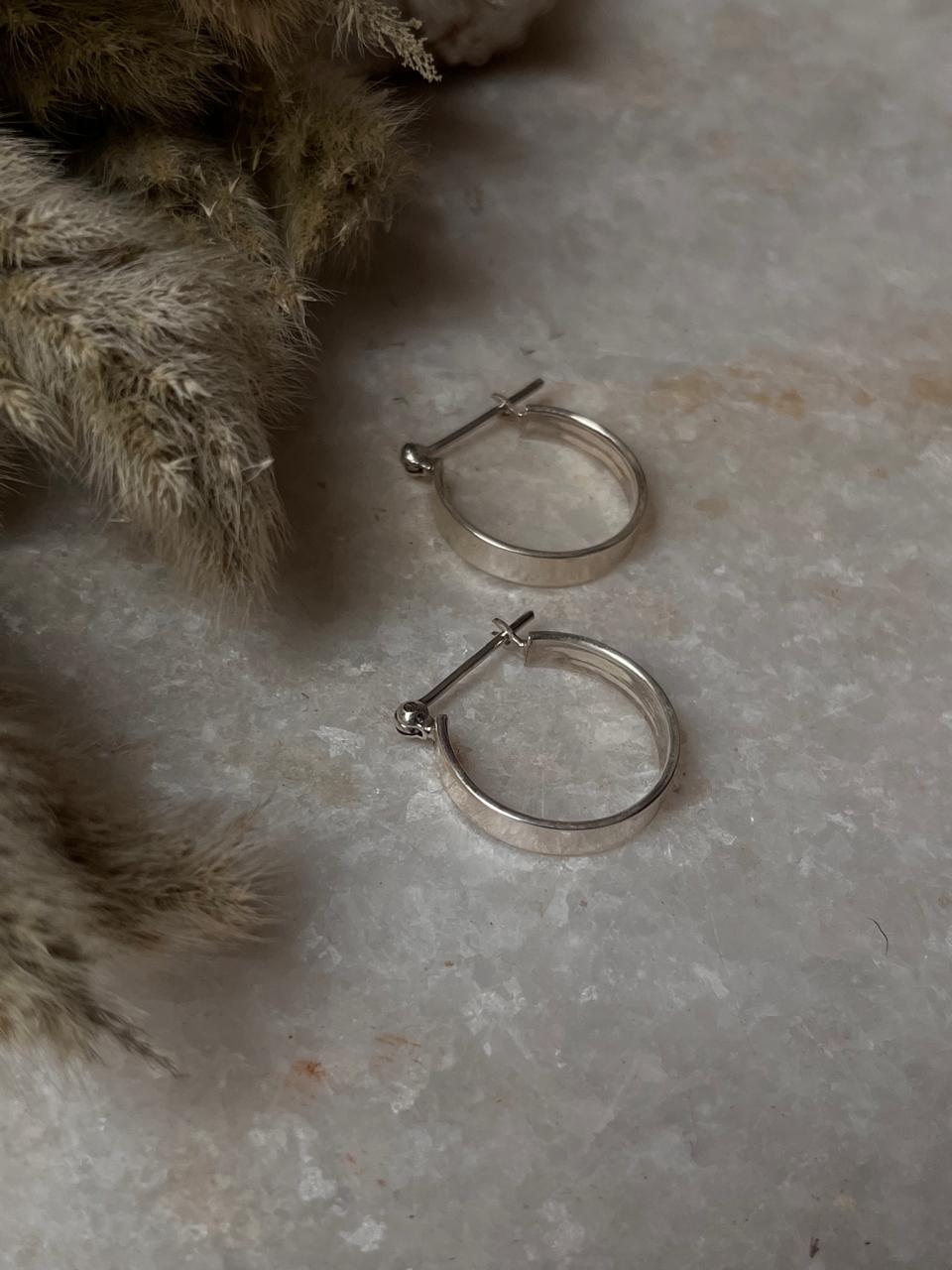 Chunky Italian Plain Rectangular 925 Sterling Silver Hoops