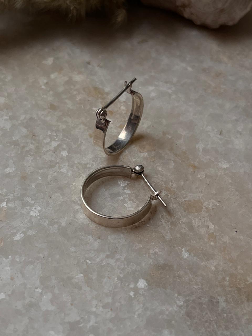 Chunky Italian Plain Rectangular 925 Sterling Silver Hoops