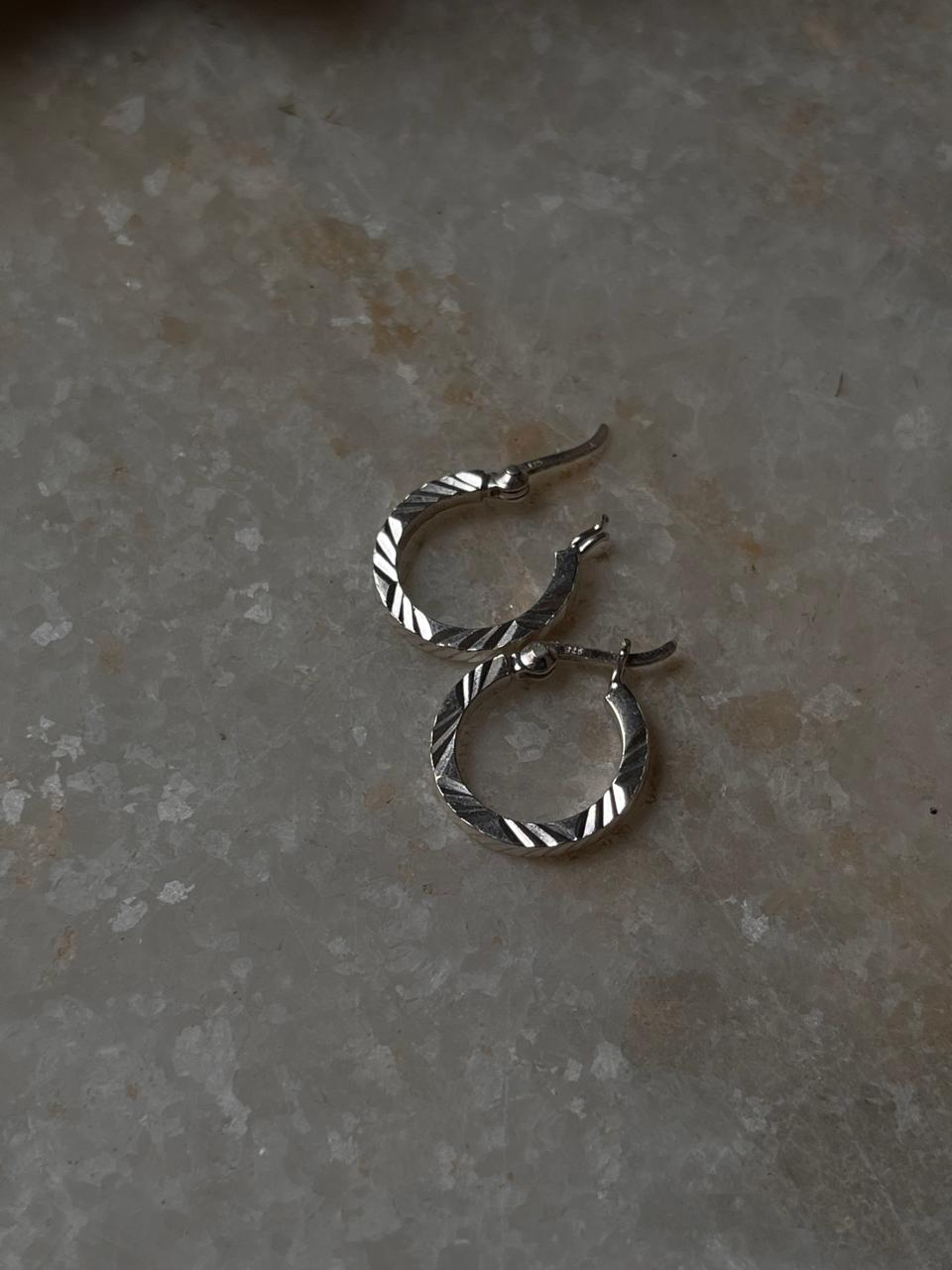 Chunky Italian Laser Design Engraved 925 Sterling Silver Hoops