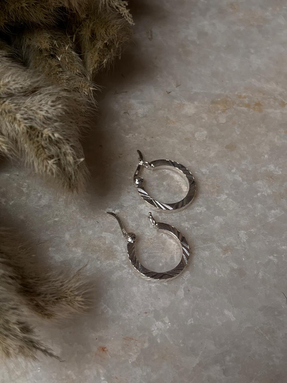 Chunky Italian Laser Design Engraved 925 Sterling Silver Hoops