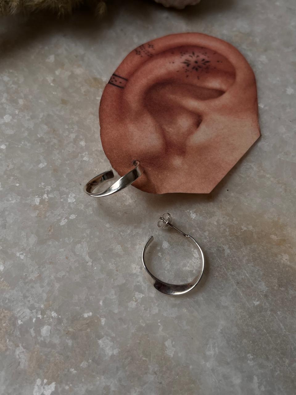 Chunky Italian Twist Statement Half 925 Sterling Silver Hoops