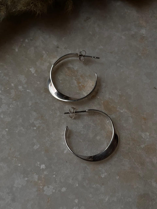 Chunky Italian Twist Statement Half 925 Sterling Silver Hoops